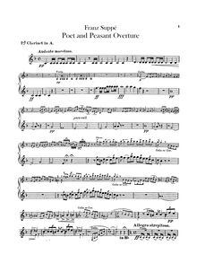 Partition clarinette 1, 2 (A, B♭), Dichter und Bauer (Poet et Peasant)