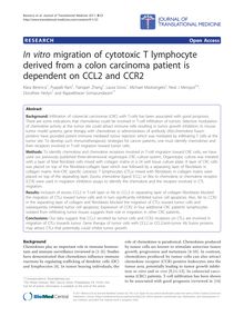In vitromigration of cytotoxic T lymphocyte derived from a colon carcinoma patient is dependent on CCL2 and CCR2
