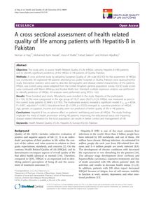 A cross sectional assessment of health related quality of life among patients with Hepatitis-B in Pakistan