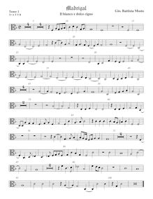 Partition ténor viole de gambe 2, alto clef, Il bianco e dolce cigno par Giovanni Battista Mosto