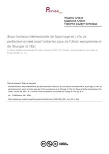 Sous-traitance internationale de façonnage et trafic de perfectionnement passif entre les pays de l Union européenne et de l Europe de l Est - article ; n°2 ; vol.32, pg 5-34