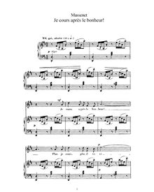 Partition complète (D Major: haut voix et piano), Je cours après le bonheur!