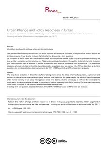 Urban Change and Policy responses in Britain - article ; n°1 ; vol.4, pg 59-71