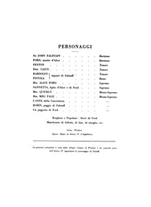 Partition Front Matter et Act I, Falstaff, Commedia lirica in tre atti
