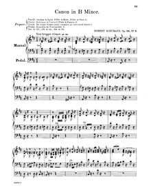 Partition Kanon No.5, 6 Studien en kanonischer Form für Orgel oder Pedalklavier par Robert Schumann