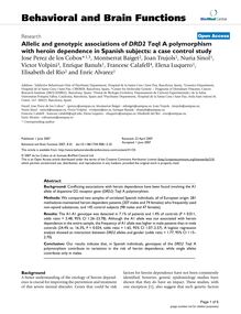 Allelic and genotypic associations of DRD2 TaqI A polymorphism with heroin dependence in Spanish subjects: a case control study