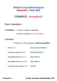 Concours Sciences-Po Paris - Corrigé Mathematiques - 2018