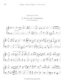 Partition , Dessus de Cromhorne (ou de Trompette), Livre d orgue No.1