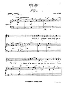 Partition complète (A Major: haut voix et piano), Psyché