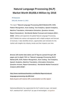 Natural Language Processing (NLP) Market Worth $9,858.4 Million by 2018