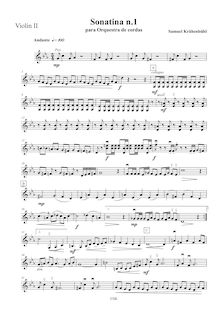 Partition violons II, Sonatina N. 1 pour cordes, Krähenbühl, Samuel
