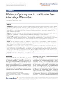 Efficiency of primary care in rural Burkina Faso. A two-stage DEA analysis
