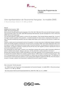 Une représentation de l économie française : le modèle DMS - article ; n°5 ; vol.31, pg 930-981