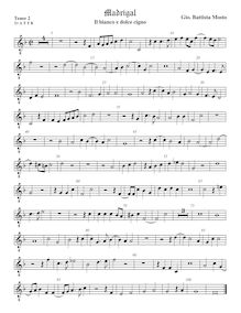 Partition ténor viole de gambe 3, octave aigu clef, Il bianco e dolce cigno