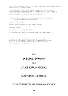 The Dismal Swamp and Lake Drummond, Early recollections - Vivid portrayal of Amusing Scenes