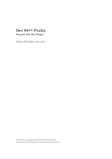 Partition complète, orgue Sonata, Der 94. Psalm, C minor, Reubke, Julius