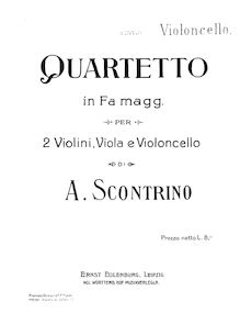 Partition violoncelle, corde quatuor en F major, F major, Scontrino, Antonio