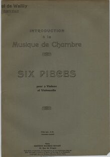 Partition couverture couleur, 6 pièces pour Two violons et violoncelle