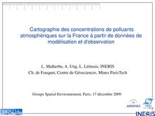 Cartographie des concentrations de polluants atmosphériques sur la France partir de données de