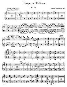Partition harpe, batterie, timbales, Kaiser-Walzer, Strauss Jr., Johann