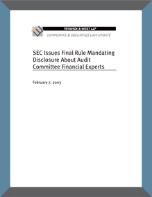 SEC Issues Final Rule Mandating Disclosure About Audit Committee  Financial Experts