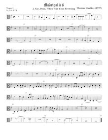 Partition ténor viole de gambe 2, alto clef, First set of madrigaux par Thomas Weelkes