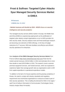Frost & Sullivan: Targeted Cyber Attacks Spur Managed Security Services Market in EMEA