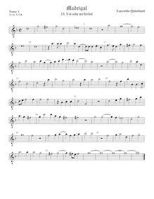 Partition ténor viole de gambe 1, octave aigu clef, madrigaux pour 5 voix par  Lucrezio Quintiani par Lucrezio Quintiani