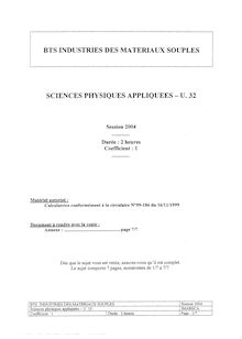 Sciences physiques appliquées 2004 BTS Industries des matériaux souples