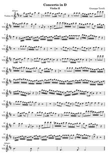 Partition violons II, trompette Concerto en D major, D major, Torelli, Giuseppe