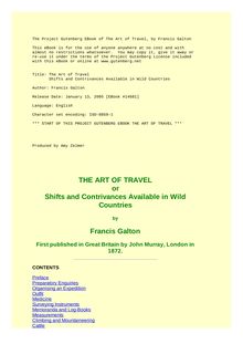 The Art of Travel - Shifts and Contrivances Available in Wild Countries