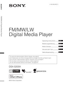 Notice Digital Media Player Sony  DSX-S200X