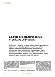 La place de l économie sociale et solidaire en Bretagne (Octant n° 108)