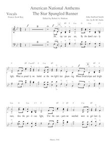Partition chœur score, American National hymnes, Francis Scott Key (1779–1843)Samuel Francis Smith (1808-1895)