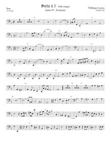 Partition viole de basse, clef en basse et en alto,  No.7 pour 2 violes de gambe et orgue
