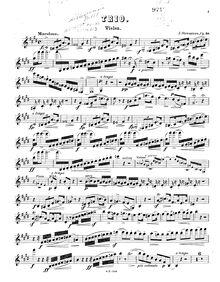 Partition violon, Piano Trio, Op.40, C sharp minor, Steveniers, Jacques