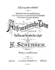 Partition complète, Altfranzösische Tänze, Op.11, Scherrer, Heinrich
