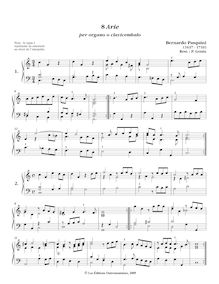 Partition 8 Arie (1-3 C major, 4-5 A minor, 6-7 C major, 8 G minor), Arie diversi pour clavier instrument