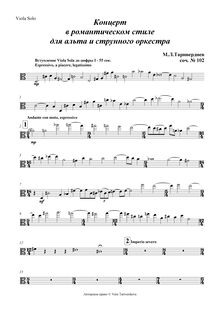 Partition viole de gambe Solo, Concert en pour romantique style pour viole de gambe et corde orchestre
