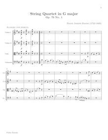 Partition , quatuor en G major, Hob.III:75, corde quatuors, Op.76 par Joseph Haydn