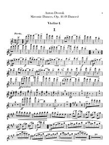 Partition violons I, Slavonic Dances, Slovanské tance, Dvořák, Antonín par Antonín Dvořák