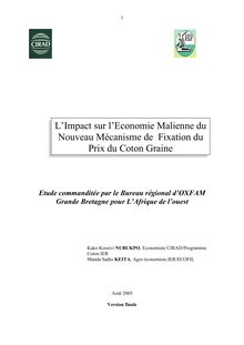 L Impact sur l Economie Malienne du Nouveau Mécanisme de ...