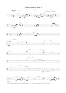Partition basson, Quinteto de viento No.1, Marín García, Luis Ignacio par Luis Ignacio Marín García