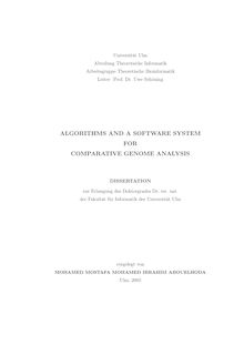 Algorithms and a software system for comparative genome analysis [Elektronische Ressource] / vorgelegt von Mohamed Mostafa Mohamed Ibrahim Abouelhoda
