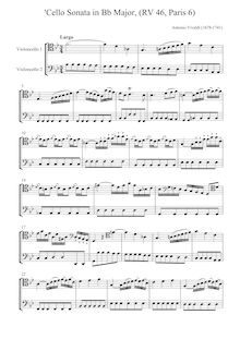 Partition complète, violoncelle Sonata en B-flat major, B-flat major par Antonio Vivaldi