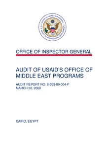  Audit of USAID’s Office of Middle East Programs