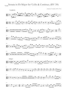Partition de viole de gambe, violoncelle Sonata en E-flat major