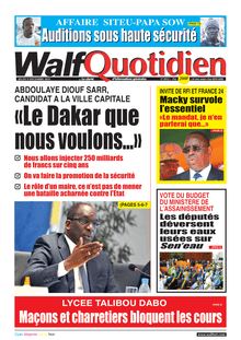 Walf Quotidien n°8912 - du jeudi 09 décembre 2021