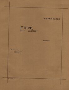 Partition couverture couleur, Etude en A minor, A minor, Rhené-Baton, Emmanuel