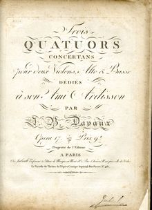 Partition violon 1, 3 corde quatuors, Op.17, Davaux, Jean-Baptiste